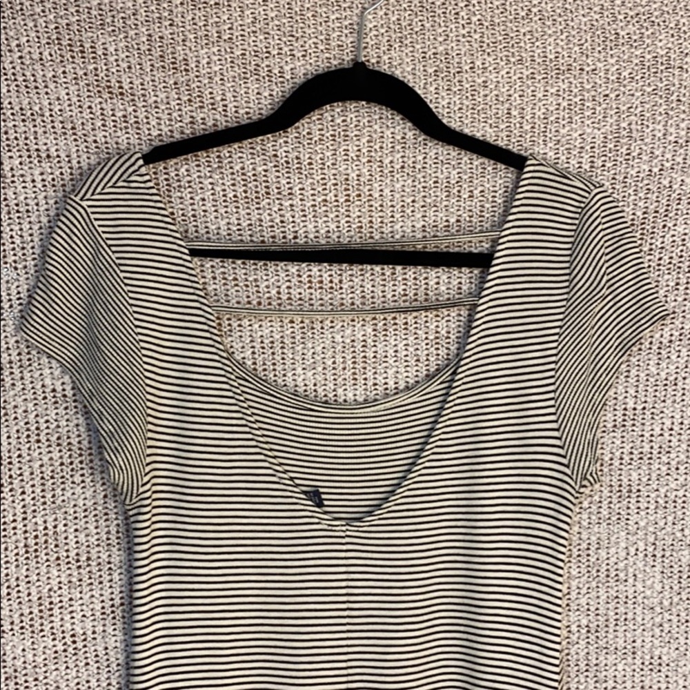 American Eagle Black/White Thin Striped SS Dress - Picture 7 of 7